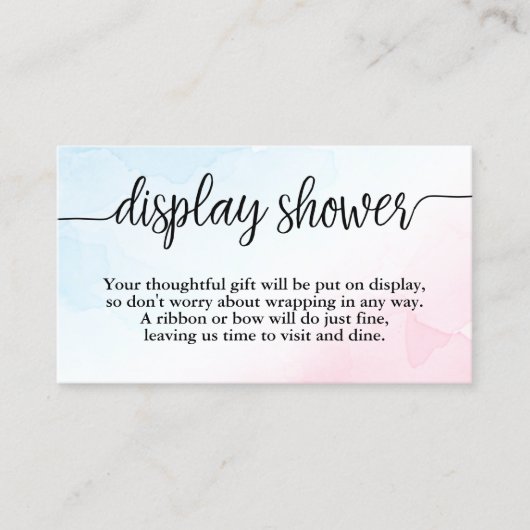 Roze & Blauwe Waterverf Display Douche Inzetstuk K Visitekaartje (Voorkant)