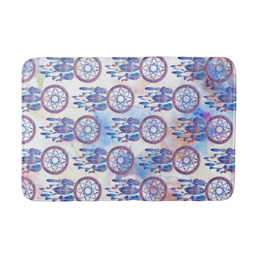 Roze blauwe Waterverf Drocatcher Modern Boho Badmat (Voorkant)
