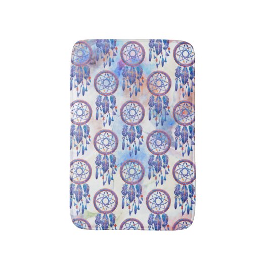 Roze blauwe Waterverf Drocatcher Modern Boho Badmat (Voorkant Verticaal)