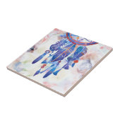 Roze blauwe Waterverf Drocatcher Modern Boho Tegeltje (Zijkant)