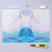 Roze & Blauwe Waterverf Elegante Verpakking Tissuepapier (Craft)