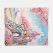 Roze Blauwe Waterverf Fantasy Castle Fleece Deken (Voorkant (Horizontaal))