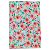  roze blauwe Waterverf Floral Patroon Medium Cadeauzakje (Voorkant)