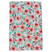  roze blauwe Waterverf Floral Patroon Medium Cadeauzakje (Achterkant)