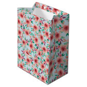  roze blauwe Waterverf Floral Patroon Medium Cadeauzakje (Achterkant Gekanteld)
