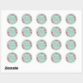 Roze blauwe Waterverf Floral Wreath Wedding Sticke Ronde Sticker (Vel)