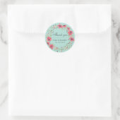 Roze blauwe Waterverf Floral Wreath Wedding Sticke Ronde Sticker (Tas)