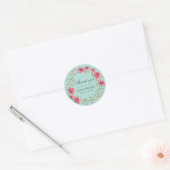 Roze blauwe Waterverf Floral Wreath Wedding Sticke Ronde Sticker (Envelop)