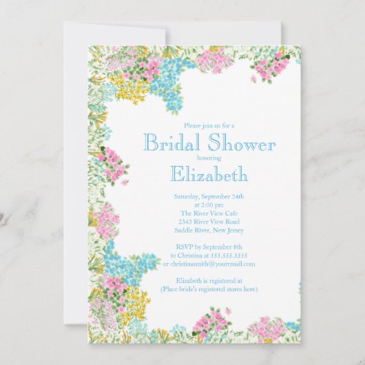  roze blauwe Waterverf Flowers Vrijgezellenfeest Kaart (Voorkant)