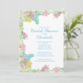  roze blauwe Waterverf Flowers Vrijgezellenfeest Kaart (Staand voorkant)