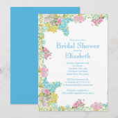  roze blauwe Waterverf Flowers Vrijgezellenfeest Kaart (Voorkant / Achterkant)