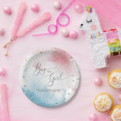 Roze blauwe Waterverf Genderfeest Papieren Bordje (Feest)