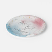 Roze blauwe Waterverf Genderfeest Papieren Bordje (Gekanteld)