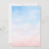 Roze blauwe Waterverf Genderonderzoek Uitnodiging (Achterkant)