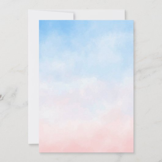 Roze blauwe Waterverf Genderonderzoek Uitnodiging (Achterkant)