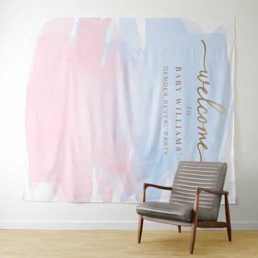 Roze blauwe Waterverf Geslacht Achtergrond Wandkleed (In Situ (horizontaal))