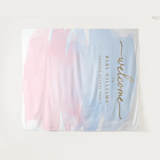 Roze blauwe Waterverf Geslacht Achtergrond Wandkleed (Voorkant (horizontaal))