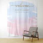 Roze blauwe Waterverf Geslacht Achtergrond Wandkleed (In situ)