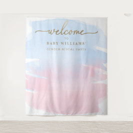 Roze blauwe Waterverf Geslacht Achtergrond Wandkleed