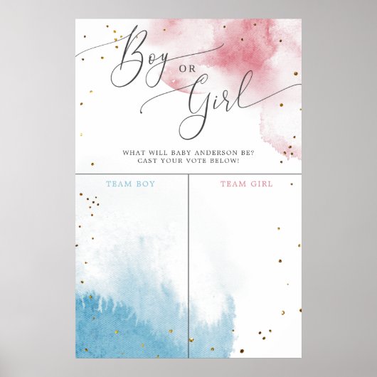 Roze blauwe Waterverf Geslacht Openbaar stembord Poster (Voorkant)