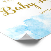 Roze blauwe Waterverf Glitter Gender onthulling We Poster (Hoek)