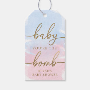 Roze blauwe Waterverf Gold Bath Bomb Favor Tag Cadeaulabel