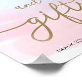 Roze blauwe Waterverf Gold Kaarten en cadeaubonbor Poster (Hoek)