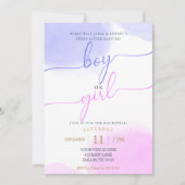 Roze & Blauwe Waterverf Gouden Script Geslacht ont Kaart (Voorkant)