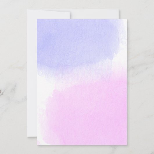 Roze & Blauwe Waterverf Gouden Script Geslacht ont Kaart (Achterkant)