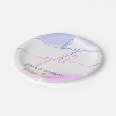 Roze & Blauwe Waterverf Gouden Script Geslacht ont Papieren Bordje (Gekanteld)