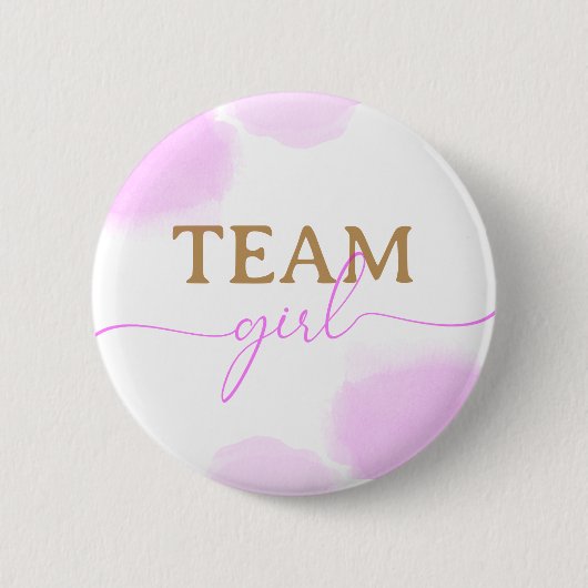 Roze & Blauwe Waterverf Gouden Script Geslacht ont Ronde Button 5,7 Cm (Voorkant)
