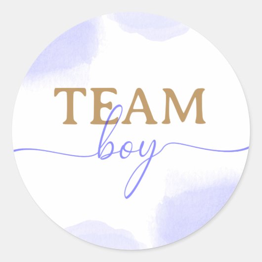 Roze & Blauwe Waterverf Gouden Script Geslacht ont Ronde Sticker (Voorkant)