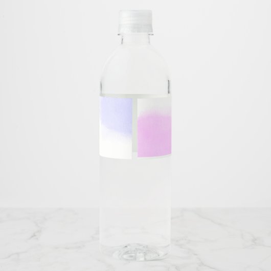 Roze & Blauwe Waterverf Gouden Script Geslacht ont Waterfles Etiket (Achterkant)