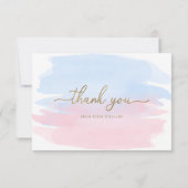 Roze blauwe Waterverf Hartelijk dank Kaart (Achterkant)