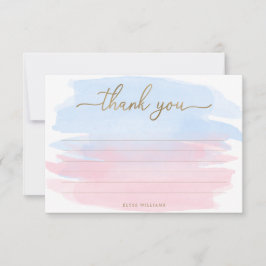 Roze blauwe Waterverf Hartelijk dank Kaart