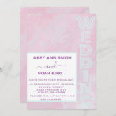 Roze Blauwe Waterverf Huwelijksuitnodiging Minimal Kaart (Voorkant / Achterkant)