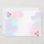Roze & Blauwe Waterverf huwelijksuitnodigingen Kaart (Achterkant)