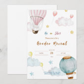 Roze Blauwe Waterverf Illustratieve Genderonthulli Kaart (Voorkant / Achterkant)