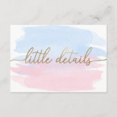 Roze blauwe Waterverf Kleine details Kaart invoege (Achterkant)