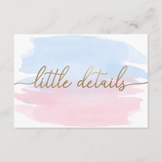 Roze blauwe Waterverf Kleine details Kaart invoege (Achterkant)