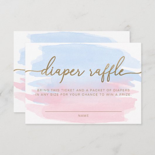 Roze blauwe Waterverf luier Raffle Ticket Informatiekaartje (Voorkant / Achterkant)
