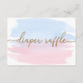 Roze blauwe Waterverf luier Raffle Ticket Informatiekaartje (Achterkant)