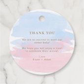 Roze blauwe Waterverf met liefde Bedankjes Labels (Achterkant)