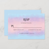Roze Blauwe Waterverf Minimale RSVP Notitiekaartje (Voorkant / Achterkant)