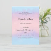 Roze blauwe Waterverf Minimale uitnodiging voor hu (Staand voorkant)