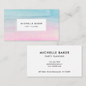 Roze blauwe Waterverf Ombre Modern Visitekaartje (Voorkant / Achterkant)