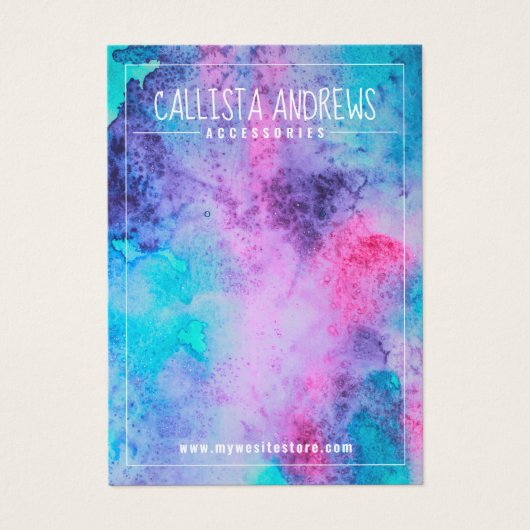 Roze, blauwe Waterverf, oorscherm Visitekaartje (Voorkant)