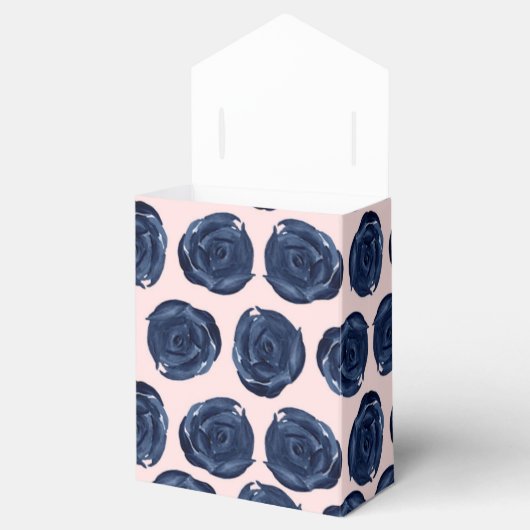 Roze blauwe Waterverf Roos wijnstokken bruiloft Bedankdoosjes (Geopend)