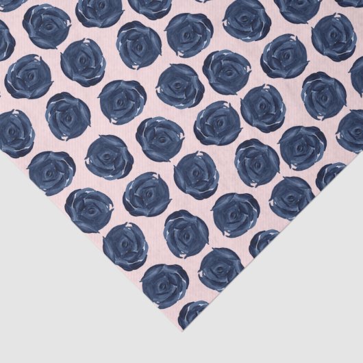 Roze blauwe Waterverf Roos wijnstokken bruiloft Tissuepapier (Detail)