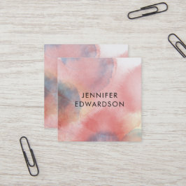 Roze blauwe waterverf splaatstvierkant visitekaart vierkante visitekaartje